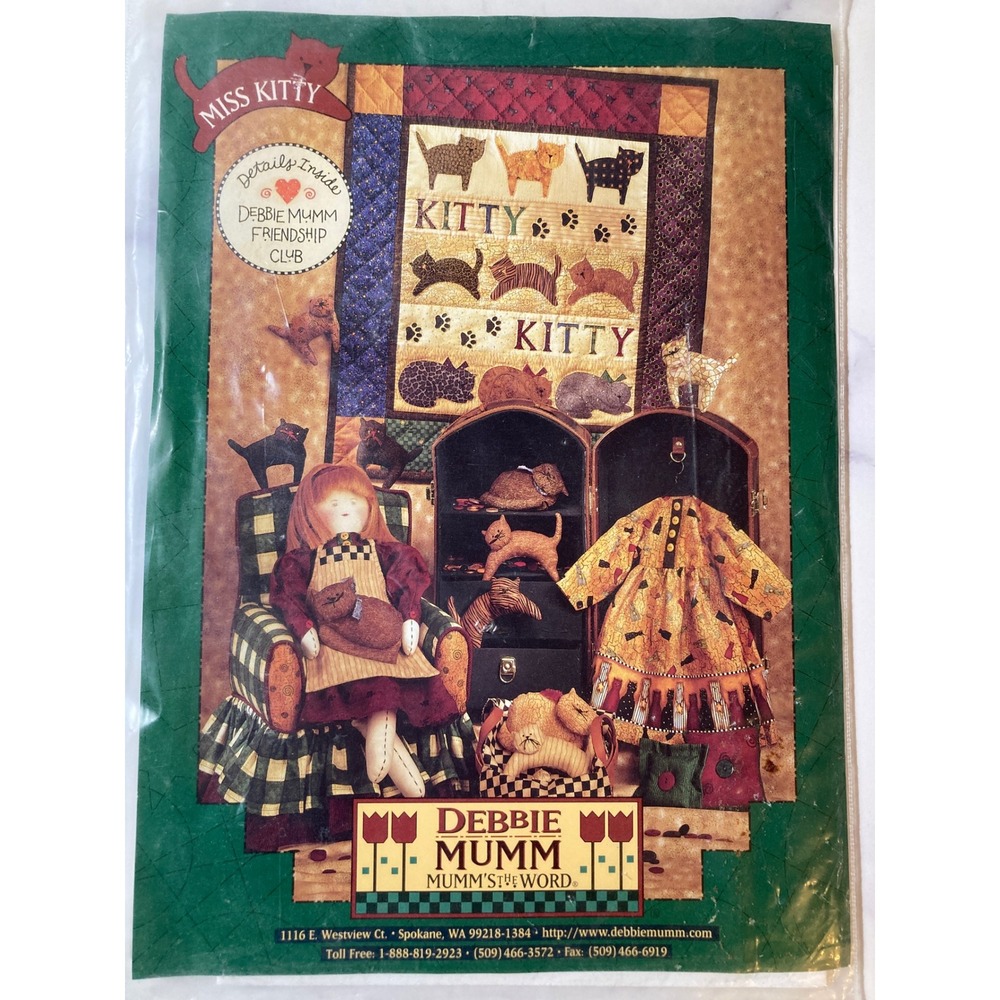 Debbie Mumm Miss Kitty Friendship Club Doll and Wallhanging Sewing Pattern